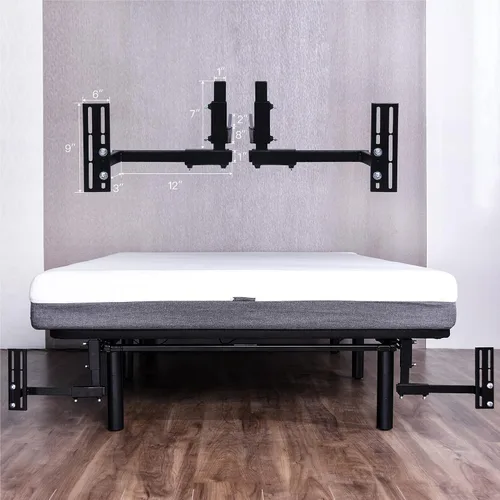 Vista 4 de Fromann Soportes de cabecero – Compatible con todas las camas ajustables Fromann – Acero, negro, montaje en suelo