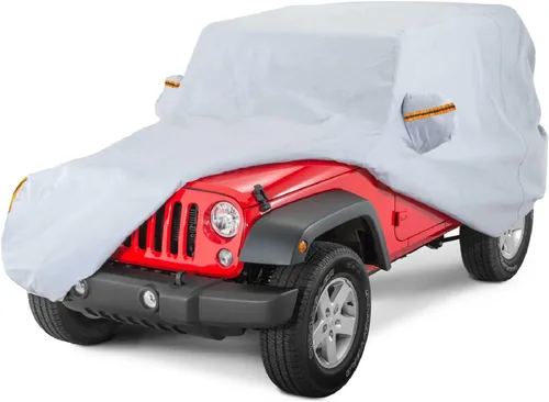Vista 9 de Funda impermeable para coche compatible con Jeep Wrangler CJ, YJ, TJ y JK de 2 puertas 1955-2024, funda completa para todo tipo de clima de 6 capas