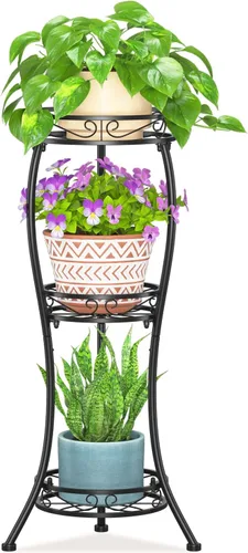 Vista 18 de LASZOLA 3 Tiers Metal Corner Plant Flower Stand Tall Indoor Outdoor, Bronze Bronce