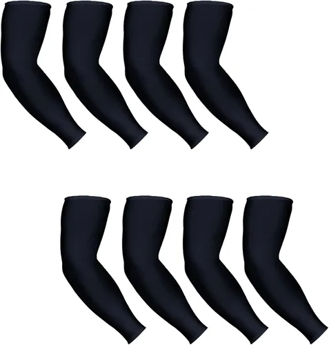 Vista 6 de 8 pares de mangas de enfriamiento unisex con protección UV para brazo de seda de hielo, Negro, M