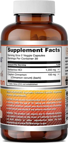 Vista 5 de Amazing Formulas Berberina con canela de Ceilán pura de 1200 mg por porción, suplemento complejo premium, cápsulas vegetarianas, sin OMG, sin