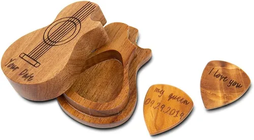 Vista 21 de Albertband Regalos personalizados para padres, soporte de púas de guitarra de madera, fotos de guitarra con estuche, púas de guitarra fina, 3