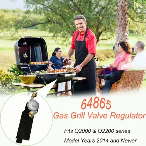 Vista 2 de 64865 Regulador de válvula de parrilla de gas compatible con Weber Q2000 Q2200 Series 53060001, 54060001, 54060301, 396002, 566001, 566002, parrilla