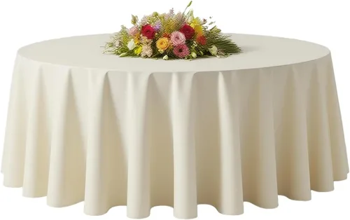 Vista 14 de BESTVIP Manteles redondos de poliéster de 60 pulgadas Se adapta a mesas de 20 a 48 pulgadas Funda decorativa lavable de tela para restaurantes