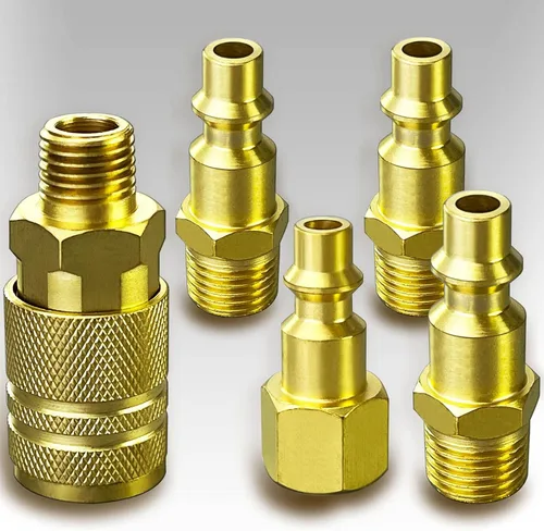 Vista 7 de Kit de acoplador y enchufe de aire de latón macizo NPT de 1/4", accesorios para compresor de aire, kit de manguera de compresor de aire, 10