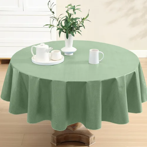 Vista 21 de Newbridge Basketweave - Mantel con parte trasera de franela de vinilo de color sólido, aspecto texturizado de tejido de cesta, mantel impermeable