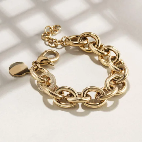 Vista 8 de CIUNOFOR - Pulseras de eslabones de cadena chapadas en oro de 14 quilates para mujer, pulsera apilable con cuentas de plata delicada, joyería