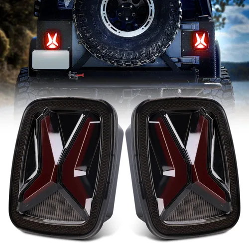 Vista 7 de LX-LIGHT DOT Humo X Forma Luces Traseras LED Luz de Freno Señal de Giro Luces Traseras LED Luces de Placa con EMC Compatible con Jeep Wrangler CJ YJ