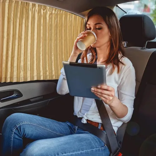 Vista 3 de ZATOOTO Parasol para ventana lateral de automóvil, 2 parasoles magnéticos de privacidad beige, cortina mantiene la pantalla más fresca para dormir