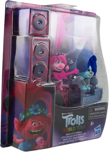 Vista 5 de DreamWorks Trolls World Tour Rock City Bobble con 2 figuras, 1 con base Bobble Action Plus, juguete inspirado en The Movie Trolls World Tour