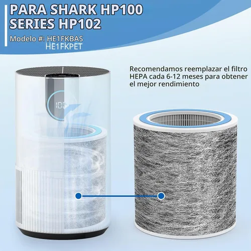 Vista 5 de Paquete de 2 filtros de repuesto HP102 para purificador de aire Shark HP102