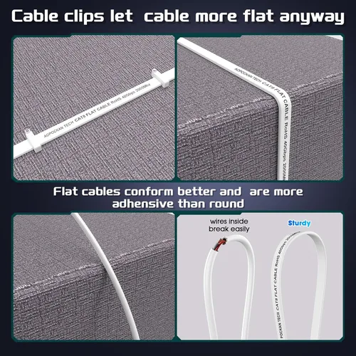 Vista 5 de AOPOCKAN TECH Cable Ethernet Cat 8 de 6 pies, cable de conexión de red de Internet de alta velocidad de 40 Gbps 2000 MHz, cable LAN plano blindado