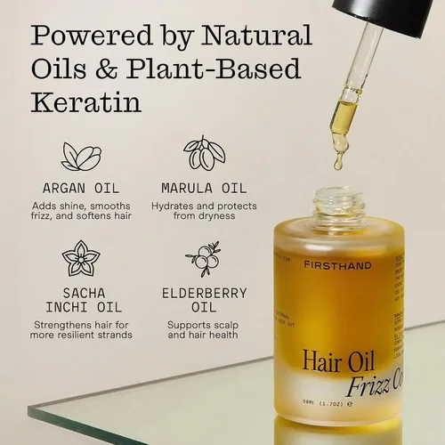 Vista 3 de Firsthand Suministro de aceite capilar para cabello encrespado - Aceite ligero e hidratante para el cabello - Aceites naturales con queratina a base