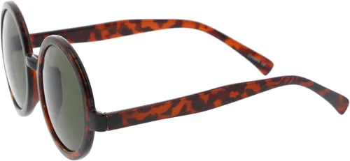 Vista 3 de Lentes de sol redondos retro de moda para mujer UV400 con borde de cuerno lente de color neutro de 2047in tortugaverde