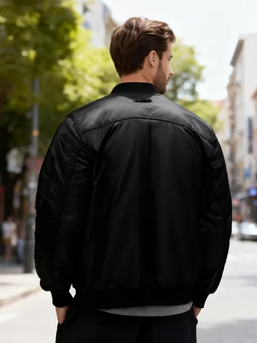 Vista 2 de Chaqueta bomber ligera para hombre, cortavientos, resistente al agua y transpirable con 4 bolsillos
