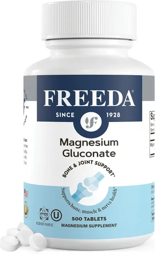Vista 7 de Freeda Gluconato de magnesio – Suplemento de magnesio vegano Kosher para hombres y mujeres – Alivio de calambres y espasmos en piernas y músculos