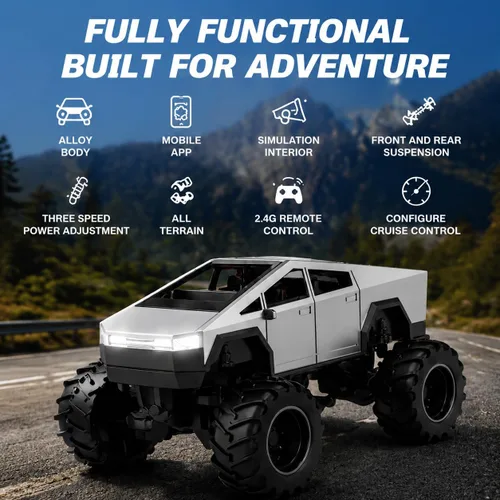 Vista 20 de 1:64 Mini RC Crawler Car, camión de control remoto de aleación con control de aplicación, controlador de 2.4 GHz, 3 modos de velocidad, luces LED