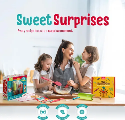 Vista 7 de Baketivity Caja misteriosa – Utensilios de cocina reales para niños – Accesorios de cocina seguros, duraderos y divertidos – Regalo para jóvenes