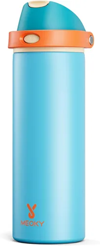 Vista 21 de Botella de agua de 24 onzas para el día de San Valentín: Botella de agua de acero inoxidable Meoky con popote y tapa de boquilla, a prueba de fugas