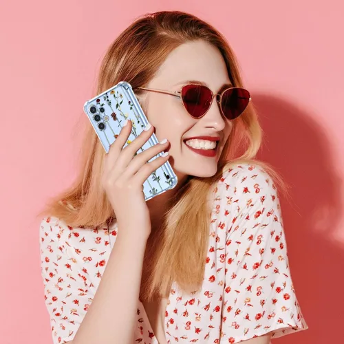 Vista 6 de Funda para Samsung Galaxy A13 4G/A13 LTE 4G (no A13 5G), SM-A135F, con protector de pantalla, funda transparente con patrones de jardín de flores