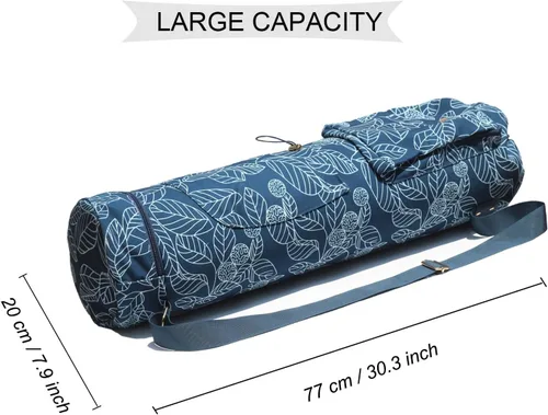 Vista 3 de ESVAN Bolsa para esterilla de yoga con múltiples bolsillos. Bolsa de transporte con cordón para esterilla de yoga, Pilates, ejercicio. Bolsa