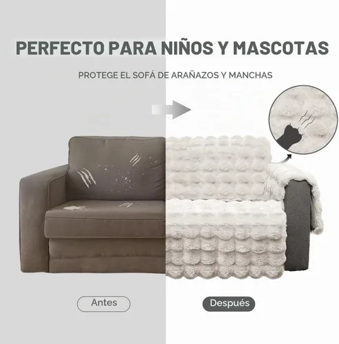 Vista 4 de Funda de sofá de felpa y pelo Shaggy, funda de sofá de imitación de piel de perro, funda impermeable, protector de muebles antideslizante