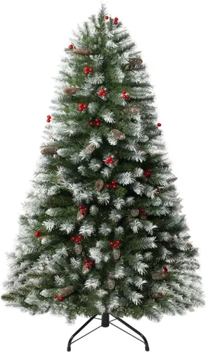 Vista 28 de Naomi Home - Árbol de Navidad realista preiluminado de 6.5 pies, 400 luces Con bisagras