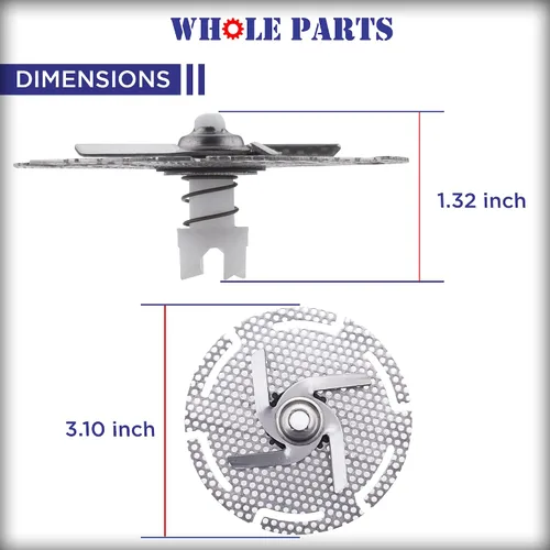 Vista 5 de Whole Parts - Cuchilla para picadora de lavavajillas mejorada # W11246682 - Repuesto y compatible con algunos lavavajillas Whirlpool - Reemplaza