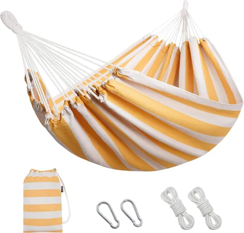 Vista 11 de Hamaca brasileña con correas para árboles, hamacas de lona, hamaca portátil con bolsa de transporte para patio trasero, porche, uso en exteriores e