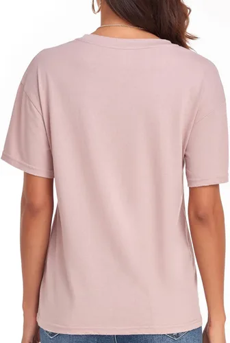 Vista 5 de Camisetas de verano rasgadas de manga corta para mujer, estilo túnica casual