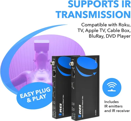 Vista 7 de OREI Extensor HDMI HDBaseT de 1080p a través de cable LAN Ethernet Cat5e/6, hasta 500 pies, compatible con HDCP 1.4, IR bidireccional, salida HDMI