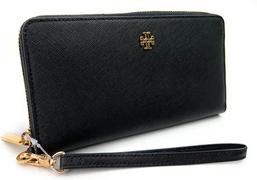 Vista 2 de Tory Burch Emerson Wristlet Zip Continental para mujer (negro), Negro