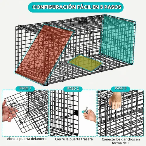 Vista 6 de Trampa de jaula para animales vivos, trampa de ardillas humanas de 24 "x 7