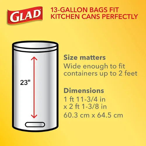 Vista 2 de Glad Bolsas de basura altas de cocina de 13 galones, bolsas de basura sin perfume, lazo de asa, 50