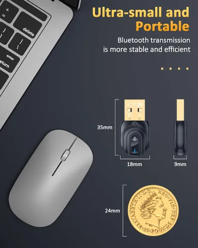 Vista 4 de ZEXMTE Adaptador USB Bluetooth 5.1 para PC, Dongle Bluetooth para PC, Rango Largo Estable de 50M/164FT, con Antena FPC, Plug & Play para Windows