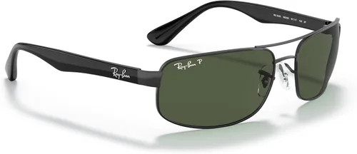 Vista 5 de Ray-Ban Gafas de sol rectangulares RB3445 para hombre Negro/Verde Oscuro Polarizado