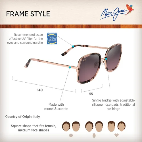 Vista 6 de Maui Jim Women's Pua WPatented Polarizedplus2 Lenses Square Sunglasses