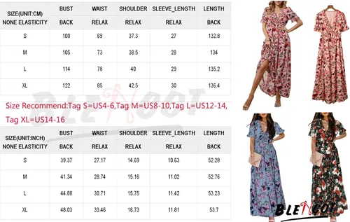 Vista 5 de BLENCOT Vestido casual bohemio con cuello en V profundo para mujer