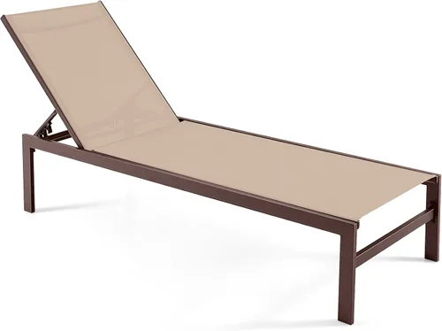 Vista 12 de Tangkula Tumbona de aluminio para patio, sillón ajustable para exteriores con respaldo de 6 posiciones, marco de aluminio resistente, tela Negro