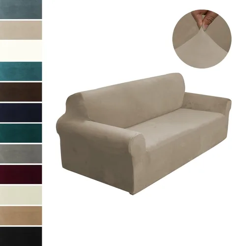 Vista 4 de Fundas elásticas para sillón, funda gruesa y suave para sofá, funda de terciopelo y felpa para sofá, protector elástico de muebles de 1/2/3/4