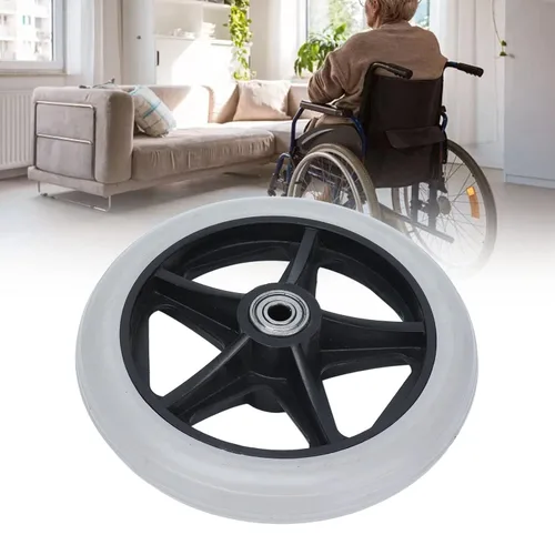 Vista 8 de Ruedas para silla de ruedas, fácil instalación, rueda sólida de 6 pulgadas, 5 agujeros para andadores