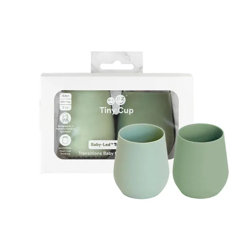 Vista 12 de ezpz Tiny Cup (Azul) – 4 meses en adelante – Taza de entrenamiento de 100% silicona para bebés – Diseñada por un especialista en alimentación