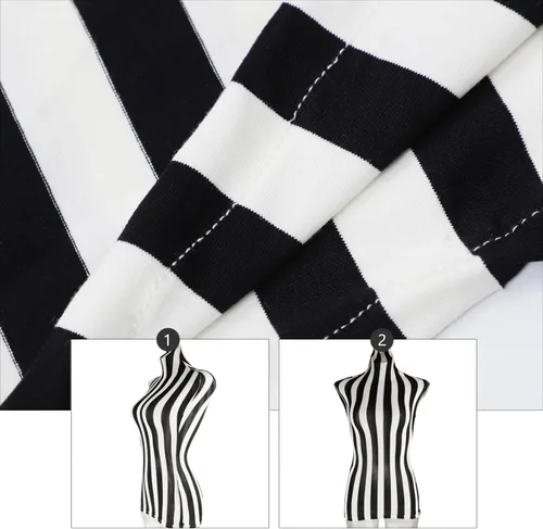 Vista 9 de ULTECHNOVO - Maniquí femenino con forma de vestido de medio cuerpo, tela de encaje de algodón a rayas, cubierta de maniquí ajustable para exhibición