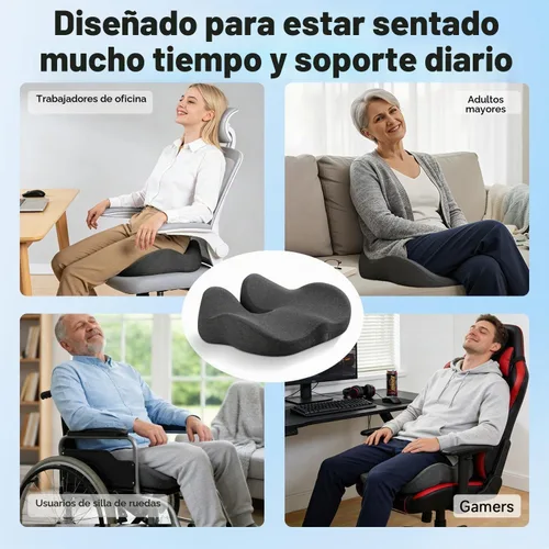 Vista 2 de Cojín para silla de oficina, alivio de presión para coxis, comodidad larga para sentarse