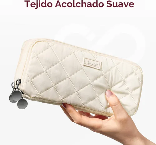 Vista 2 de Sooez Estuche grande para lápices, bolsa para lápices extra grande con 8 compartimentos, bolsa para bolígrafos de apertura amplia, organizador
