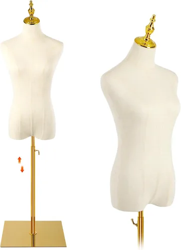 Vista 7 de Maniquí femenino, pantalones colgantes y faldas Maniquí de vestido con soporte, altura ajustable Torso para ropa, exhibición de joyas, costura, negro