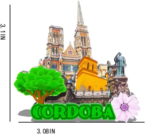 Vista 3 de Imán de Córdoba Argentina para nevera de madera 3D, monumentos de viaje, coleccionables, recuerdos, decoración hecha a mano -562