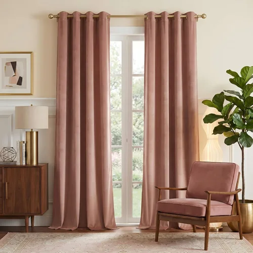 Vista 51 de NICETOWN Cortinas de terciopelo beige 100% opacas de 84 pulgadas de largo, 52 pulgadas de ancho, 2 paneles para dormitorio y sala de estar, cortinas