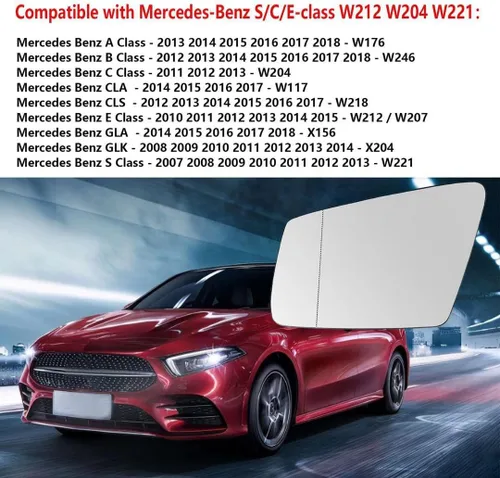Vista 2 de Reemplazo de vidrio de espejo calefactado del lado izquierdo del conductor para Mercedes-Benz Clase S/C/E W212 W204 W221 - Calefacción eléctrica