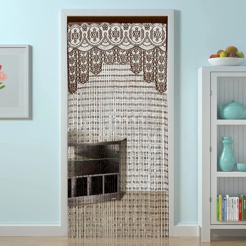 Vista 13 de HSYLYM - Cortina de puerta de encaje para privacidad, estilo macramé boho, para ventanas y como separador de paredes, cubre ventanas y puertas